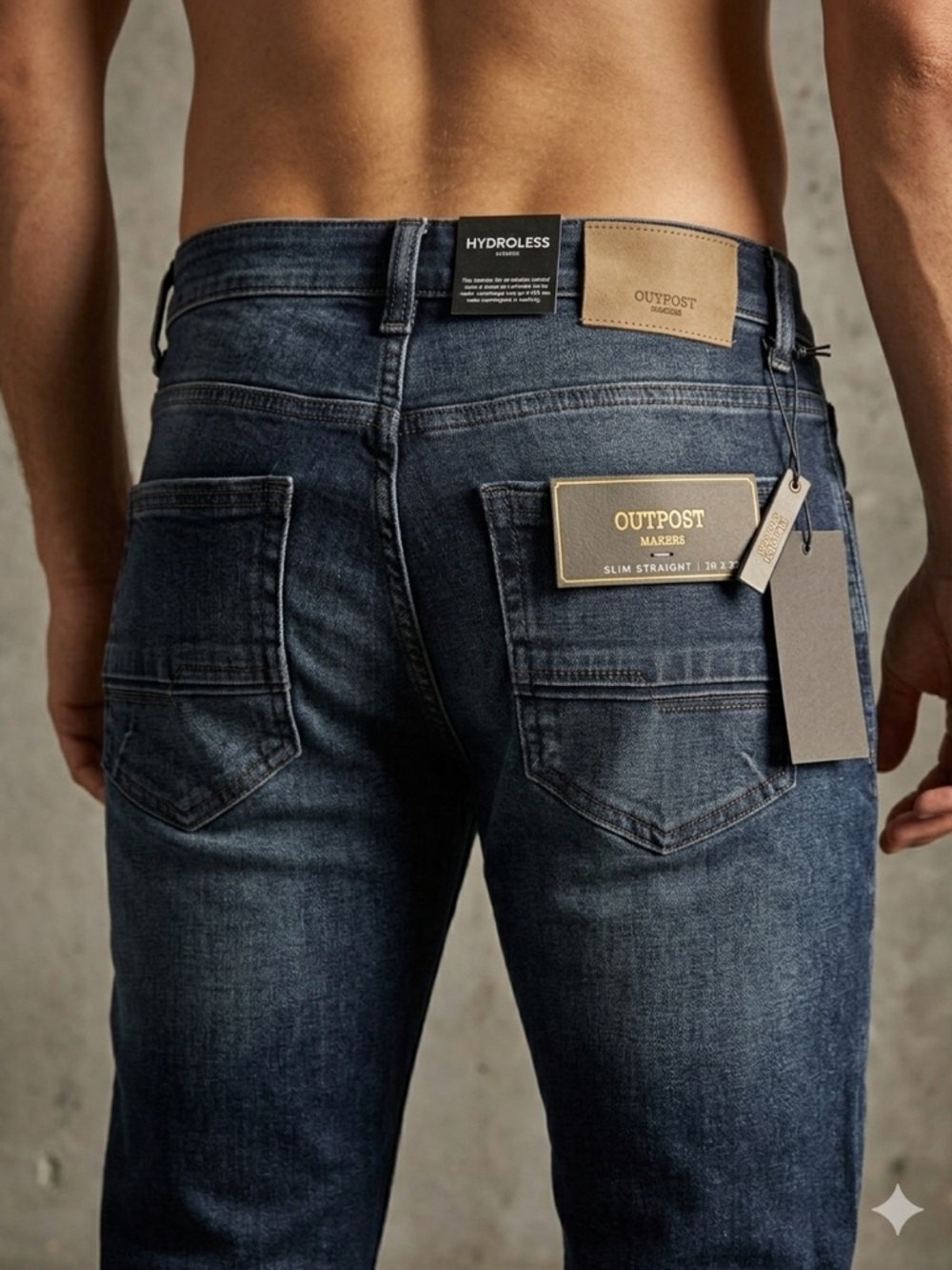 Men's Dark Blue Straight Leg Jeans- Outpost Makers - Picture 2 of 5
